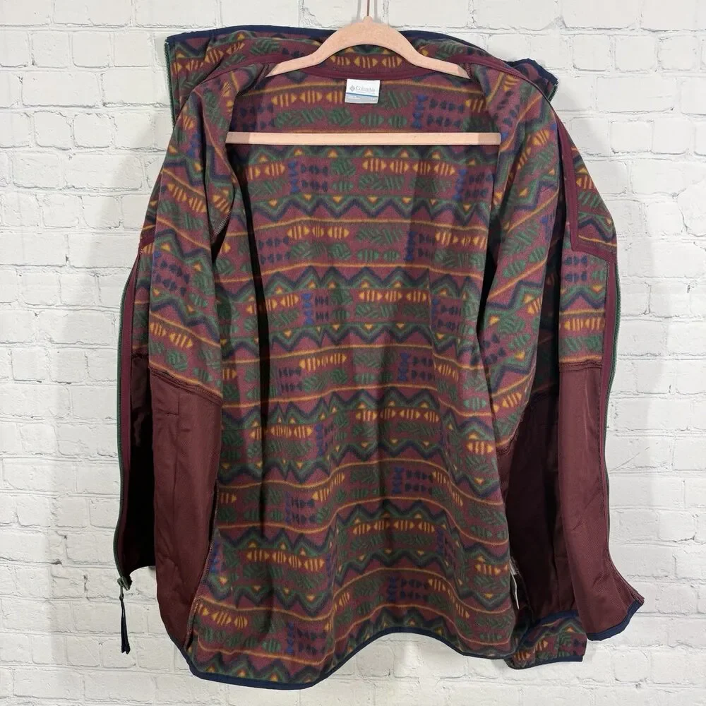 Columbia Southwestern Fleece Jacket Mens 1X Retro Aztec Outdoor Camping Hiking